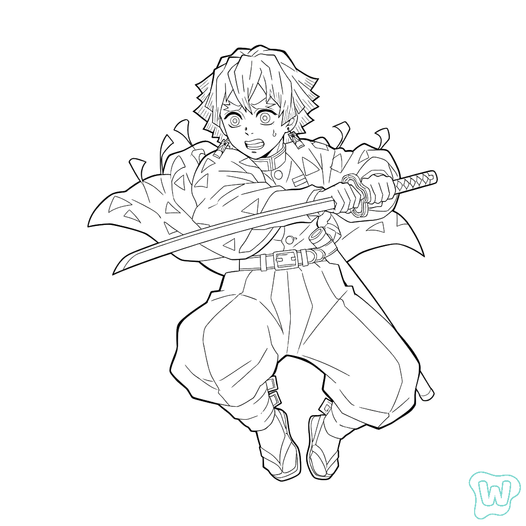 Zenitsu Agatsuma dibujos para colorear
