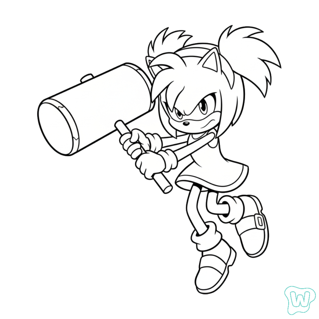 páginas para colorear detalladas de Amy Rose para adultos
