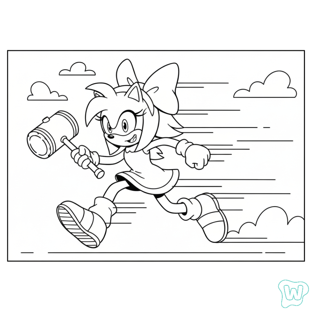 Amy Rose páginas para colorear gratis 1