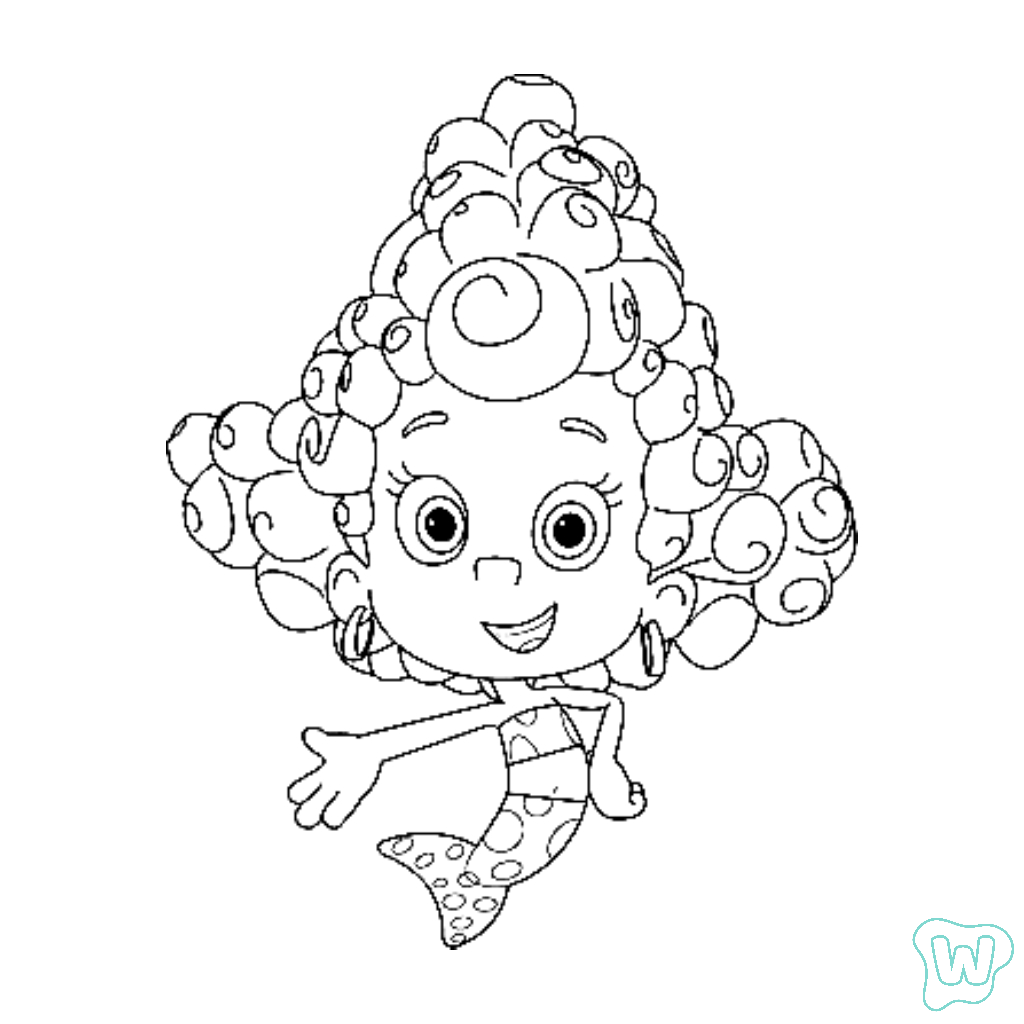 páginas para colorear lindas y fáciles de Bubble Guppies