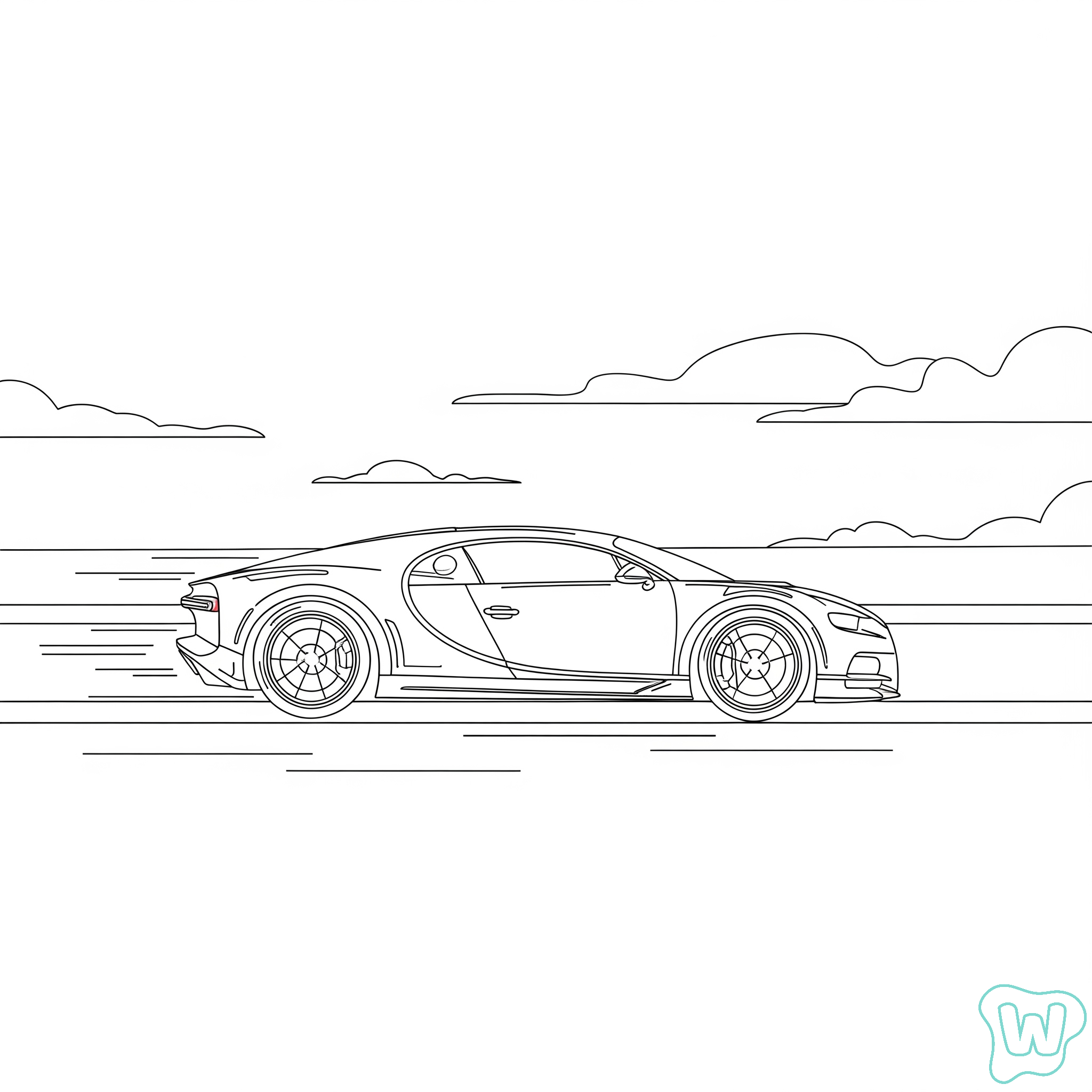 páginas para colorear fáciles de Bugatti
