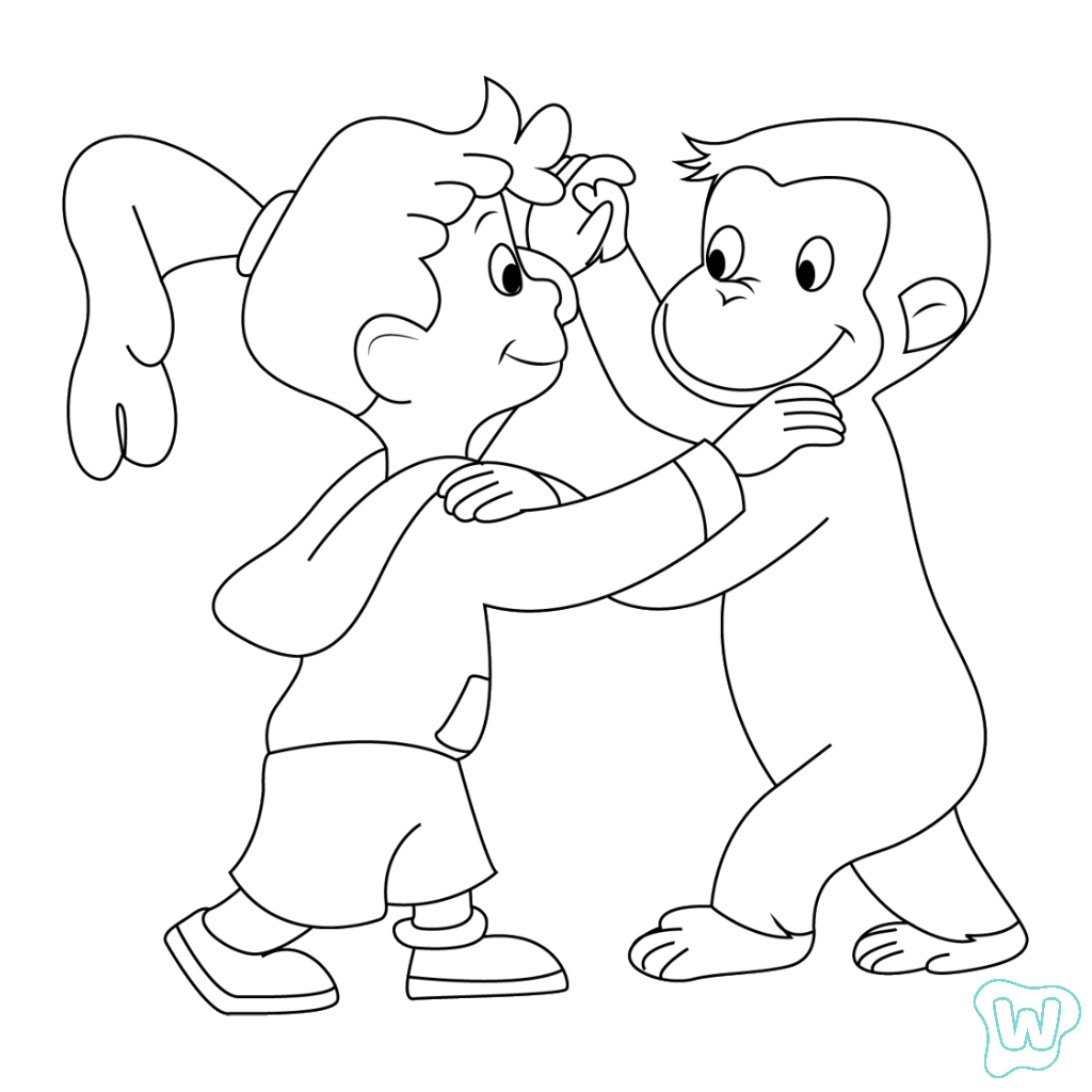 páginas para colorear imprimibles Curious George para adultos