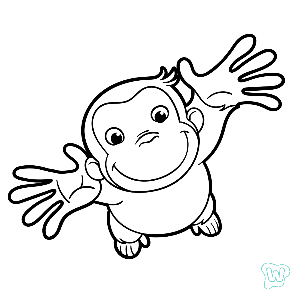 Curious George páginas para colorear de adornos