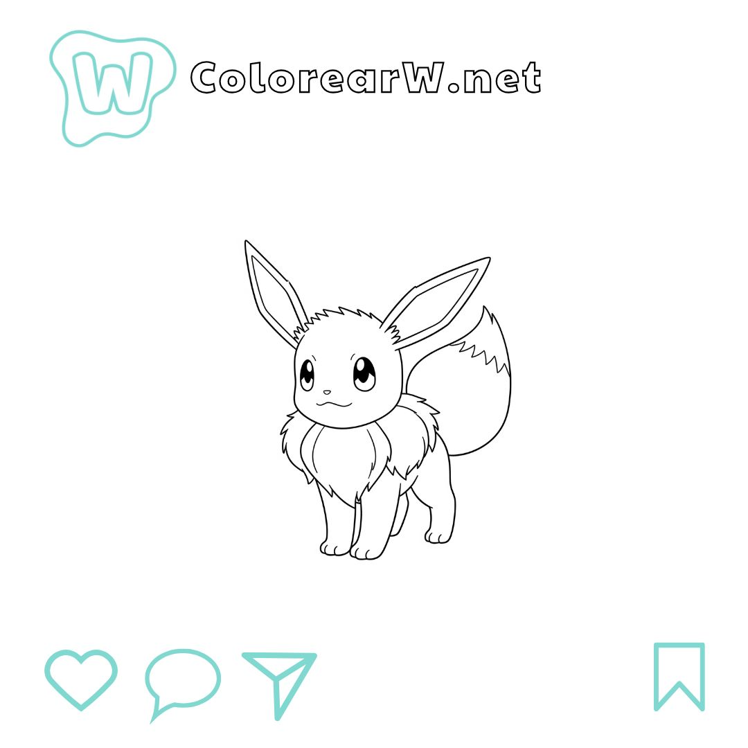 Eevee para colorear (PDF para imprimir gratis) thumbnail