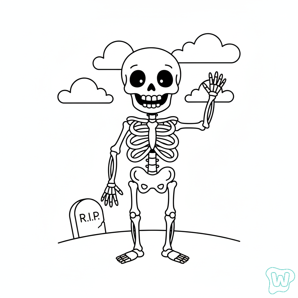 Esqueleto páginas para colorear de adornos