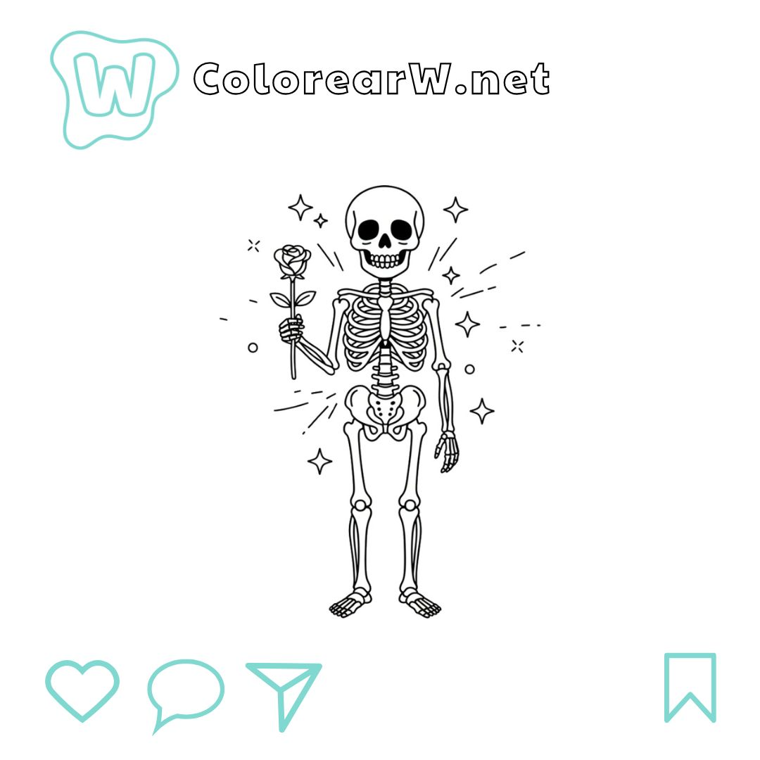 Esqueleto para colorear (PDF para imprimir gratis) thumbnail