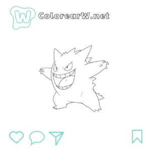 Gengar para colorear (PDF para imprimir gratis) thumbnail