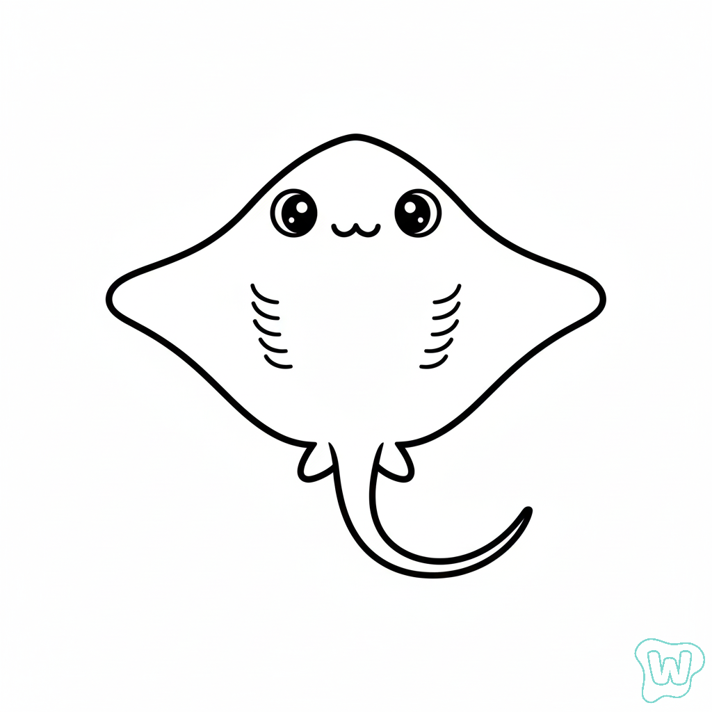 páginas para colorear fáciles de Mantarraya