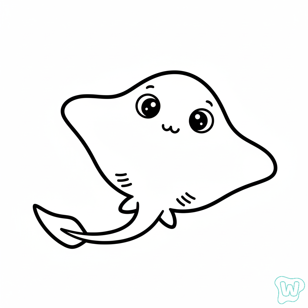 páginas para colorear gratis Mantarraya para niños