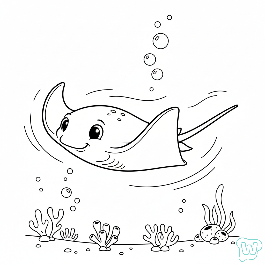 páginas para colorear detalladas de Mantarraya para adultos
