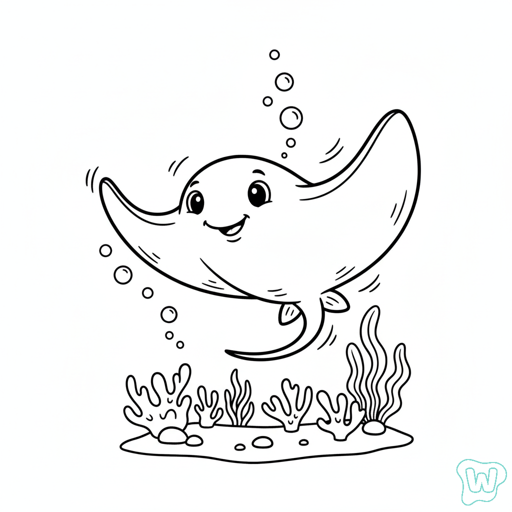Mantarraya colorear y Imprimir PDF