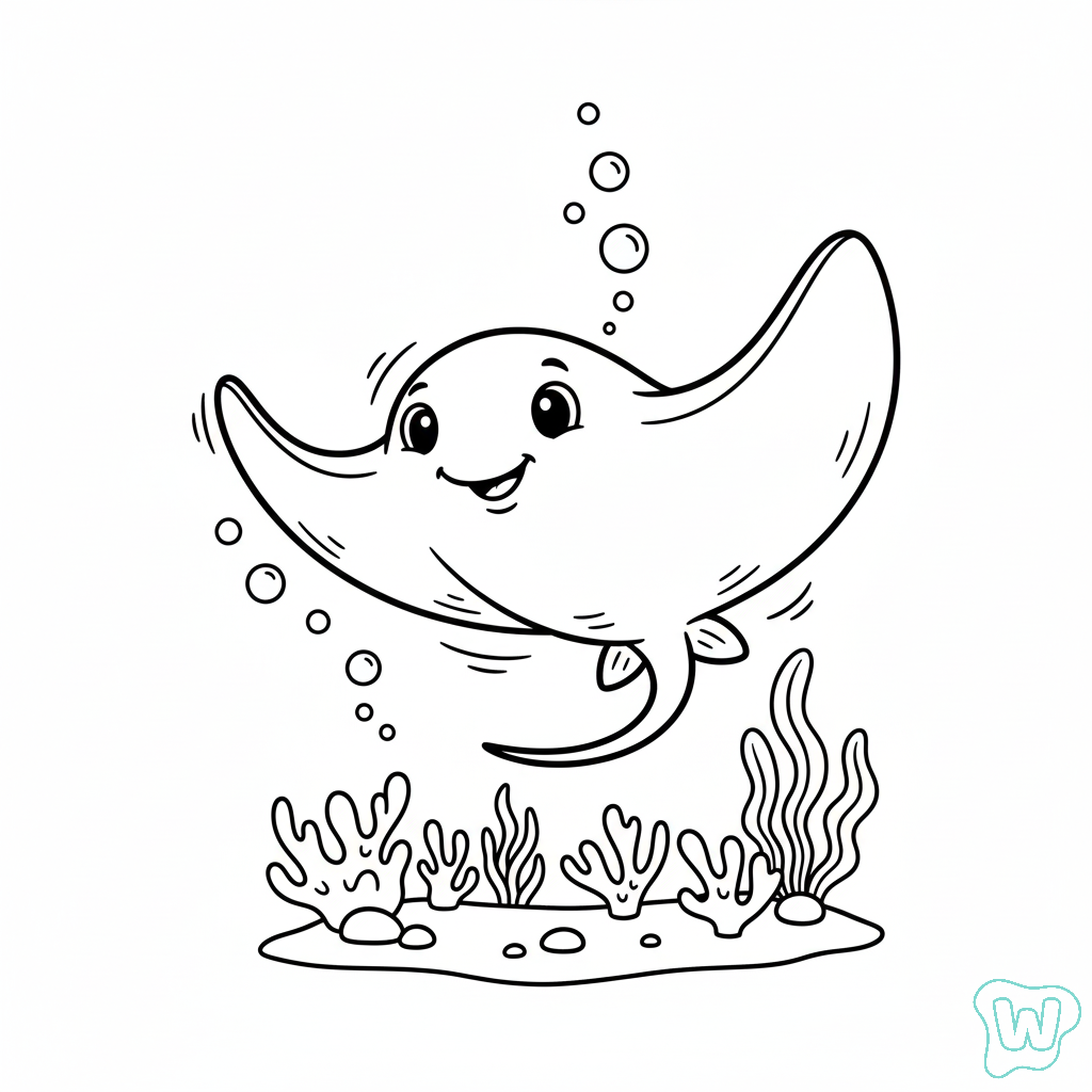 Mantarraya colorear y Imprimir PDF 1