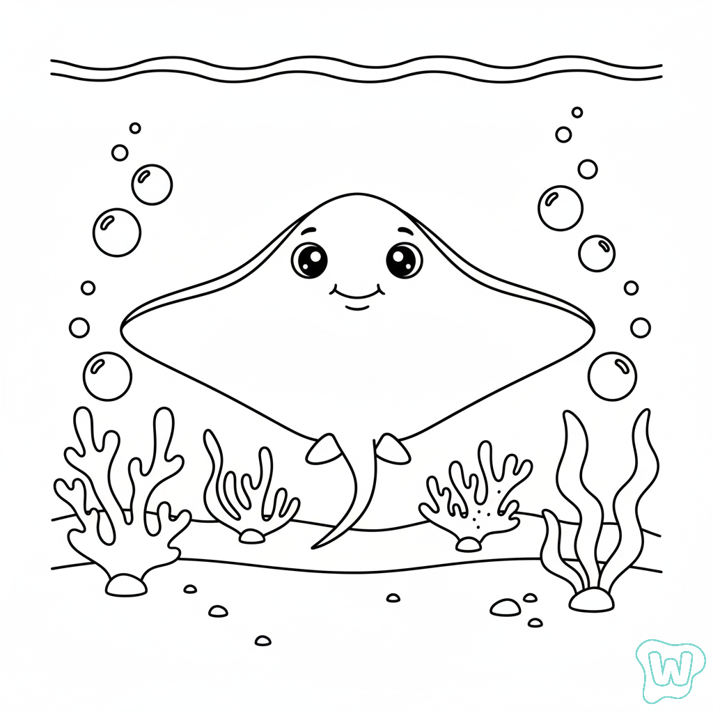 páginas para colorear para adultos Mantarraya