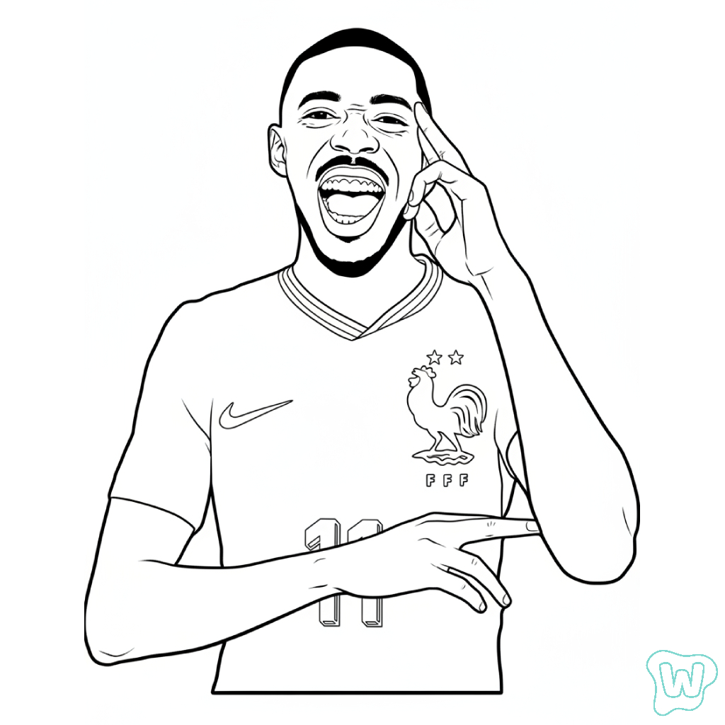 divertidas páginas para colorear Ousmane Dembélé