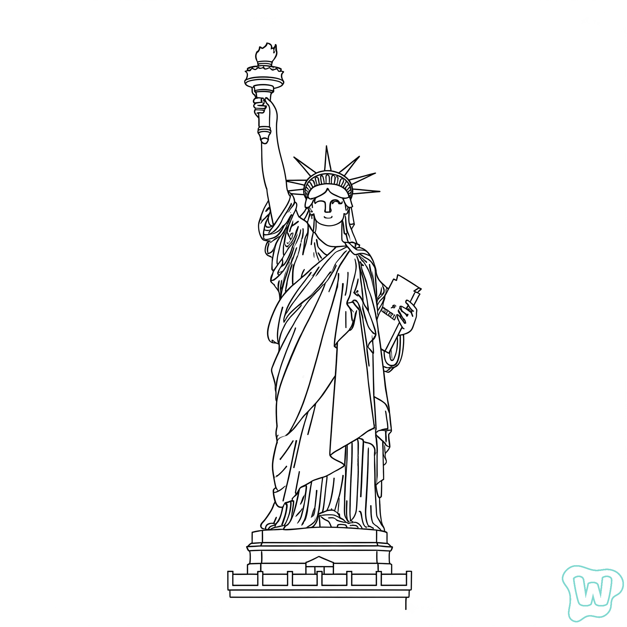 páginas para colorear imprimibles Statue of Liberty para adultos