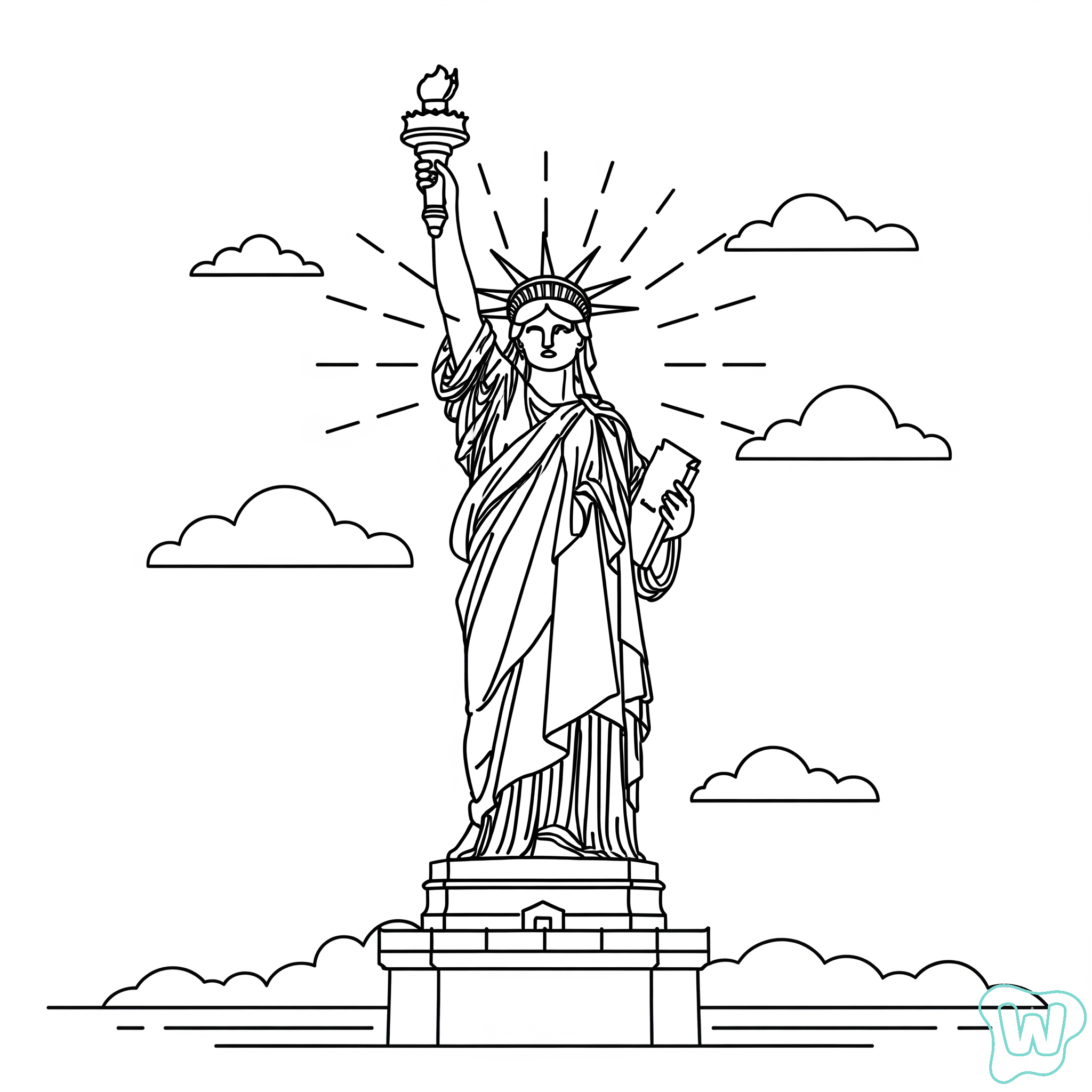 páginas para colorear gratis Statue of Liberty pdf
