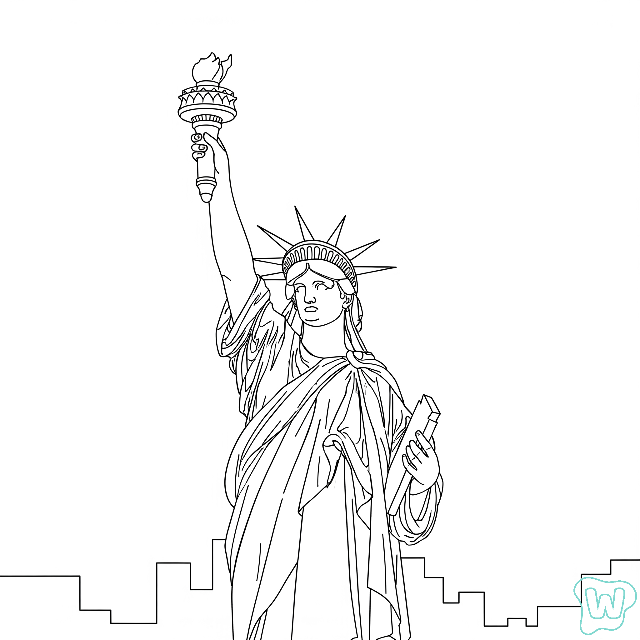 colorear páginas de Statue of Liberty