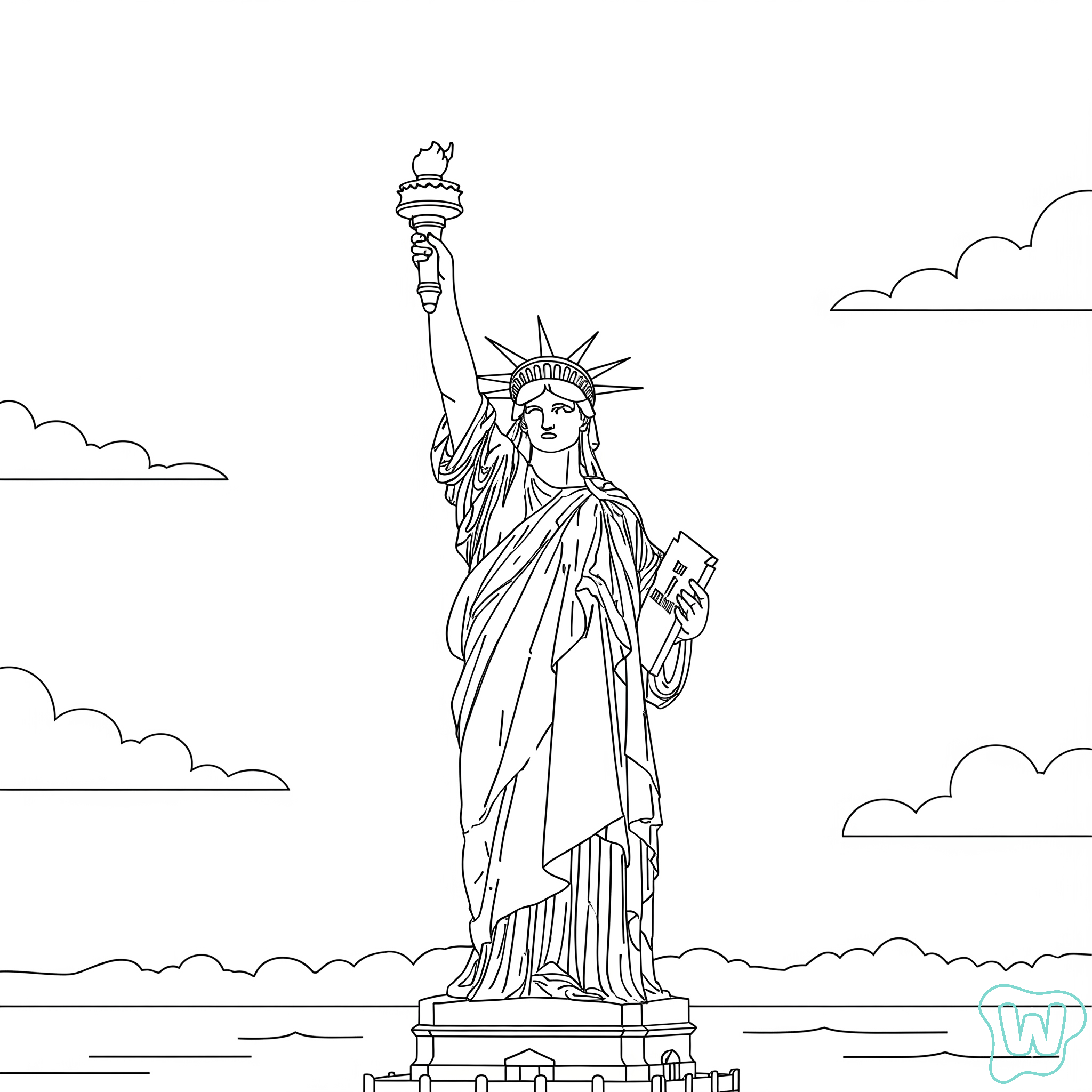 colorear páginas de Statue of Liberty 1