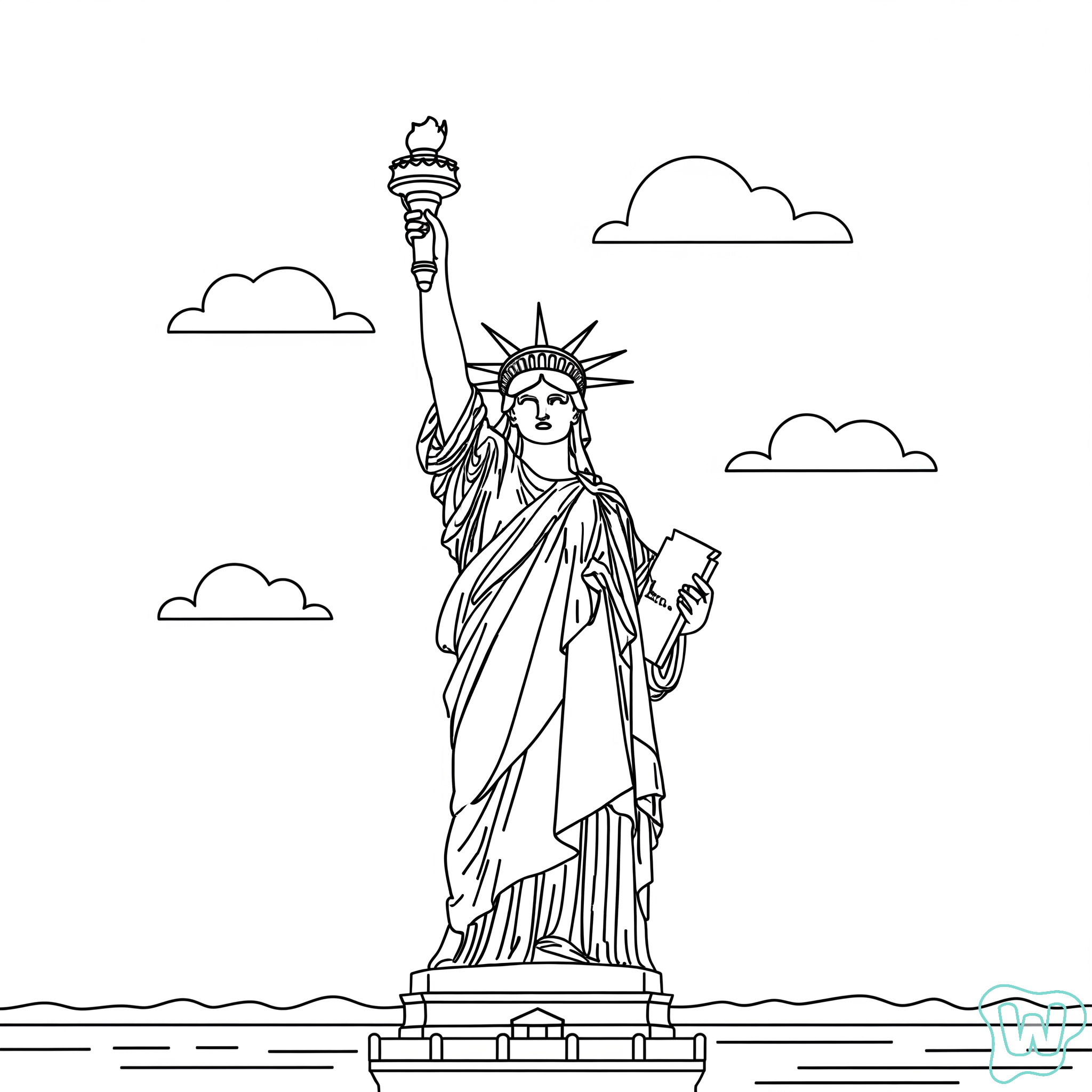 Statue of Liberty páginas para colorear para adultos fáciles
