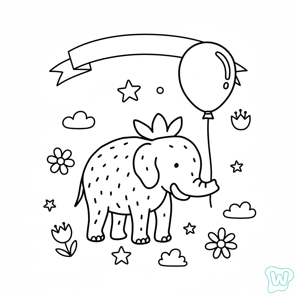 colorear y Imprimir PDF Strawberry Elephant