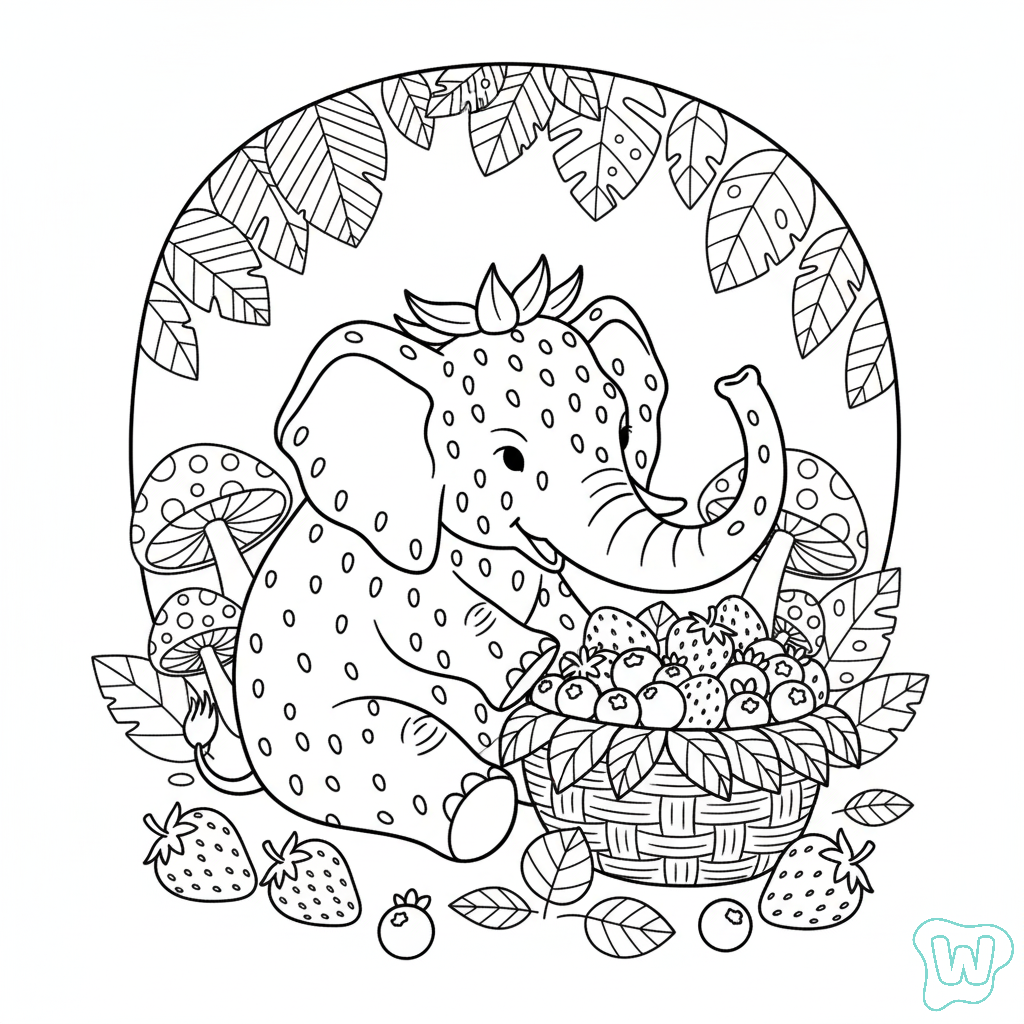 Strawberry Elephant páginas para colorear para niños