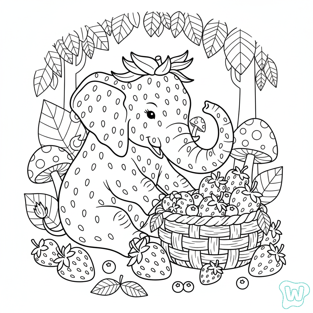 páginas para colorear Strawberry Elephant gratis 1