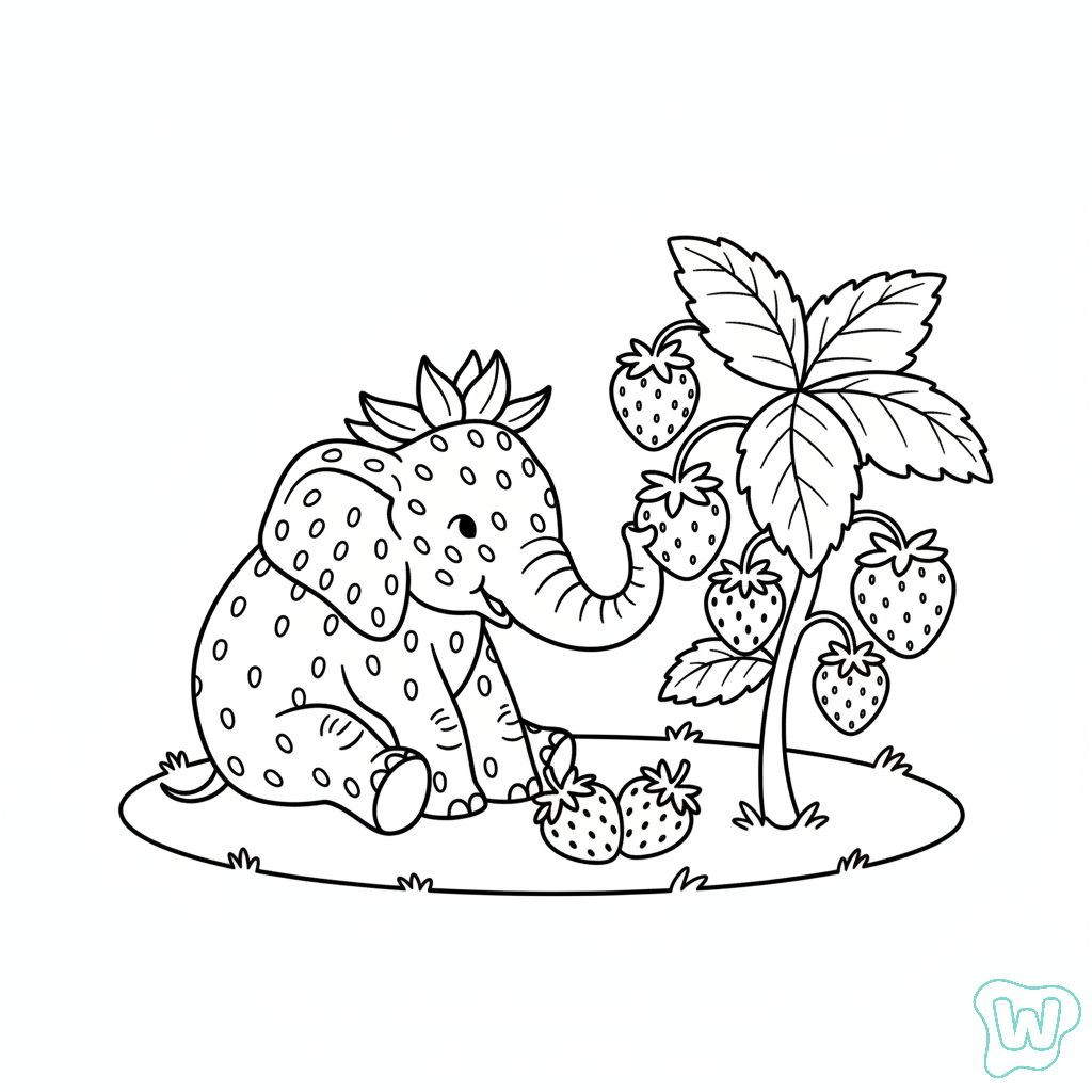 Strawberry Elephant páginas para colorear para adultos pdf
