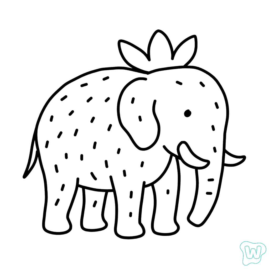 Strawberry Elephant para colorear y Imprimir PDF 1