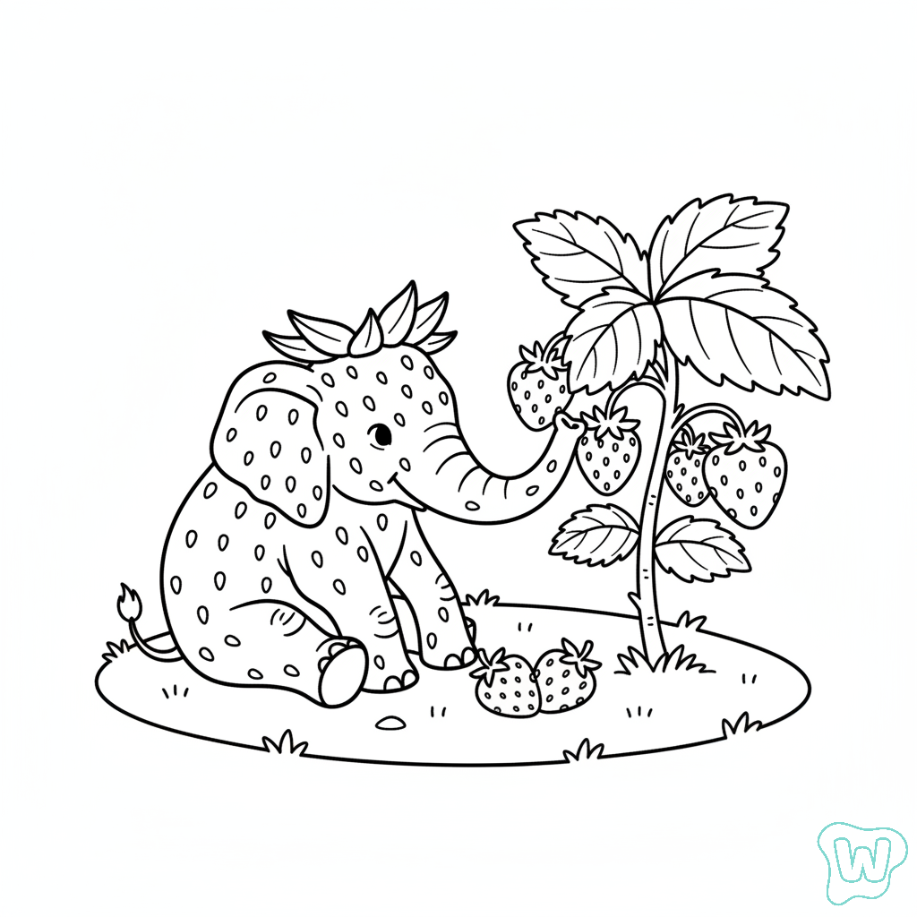 páginas para colorear gratis para adultos Strawberry Elephant