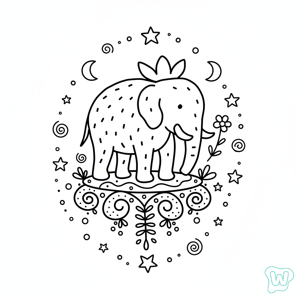 Strawberry Elephant para colorear y Imprimir PDF