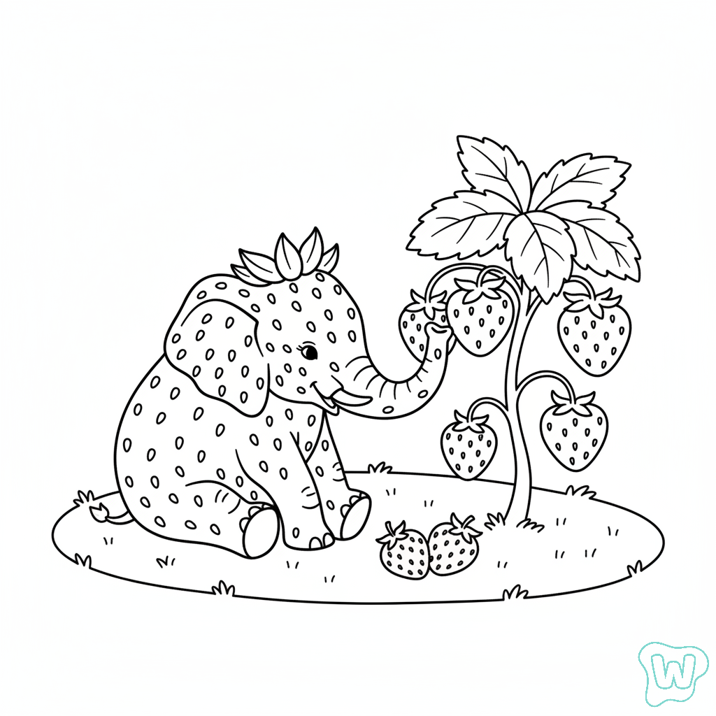 páginas para colorear gratis Strawberry Elephant para niños