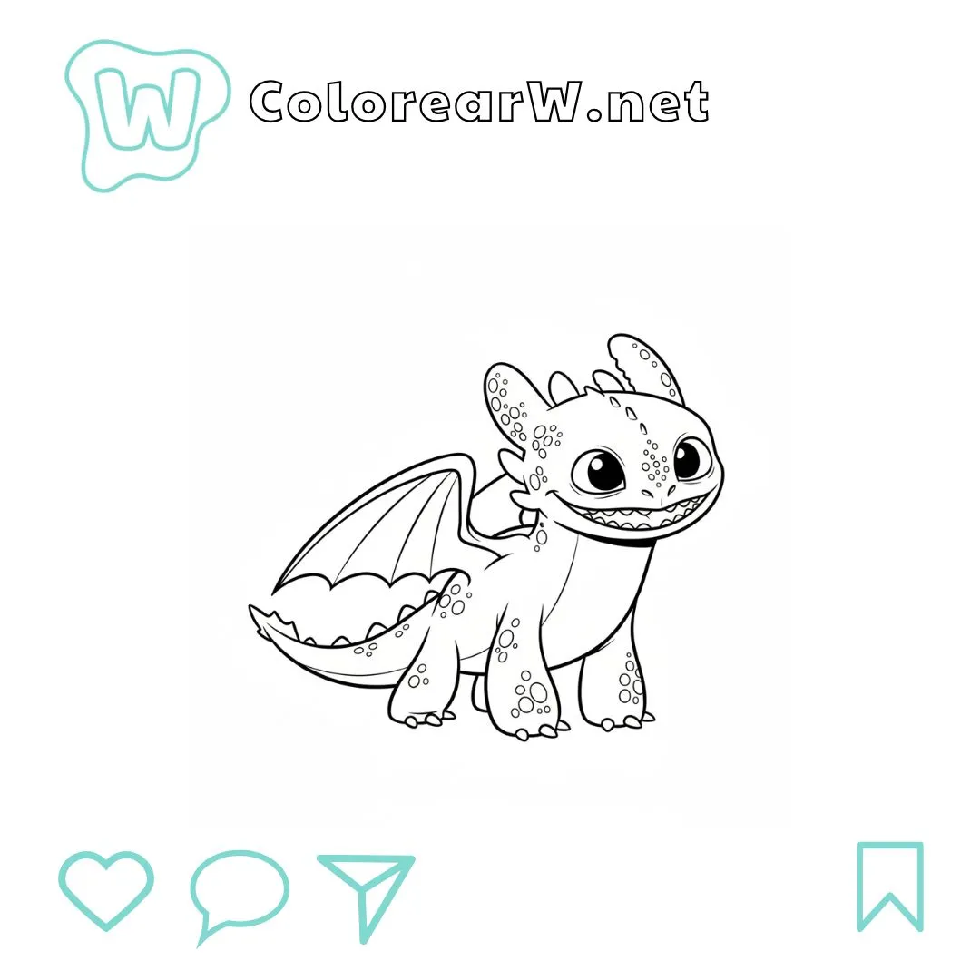 Toothless para colorear (PDF para imprimir gratis) thumbnail
