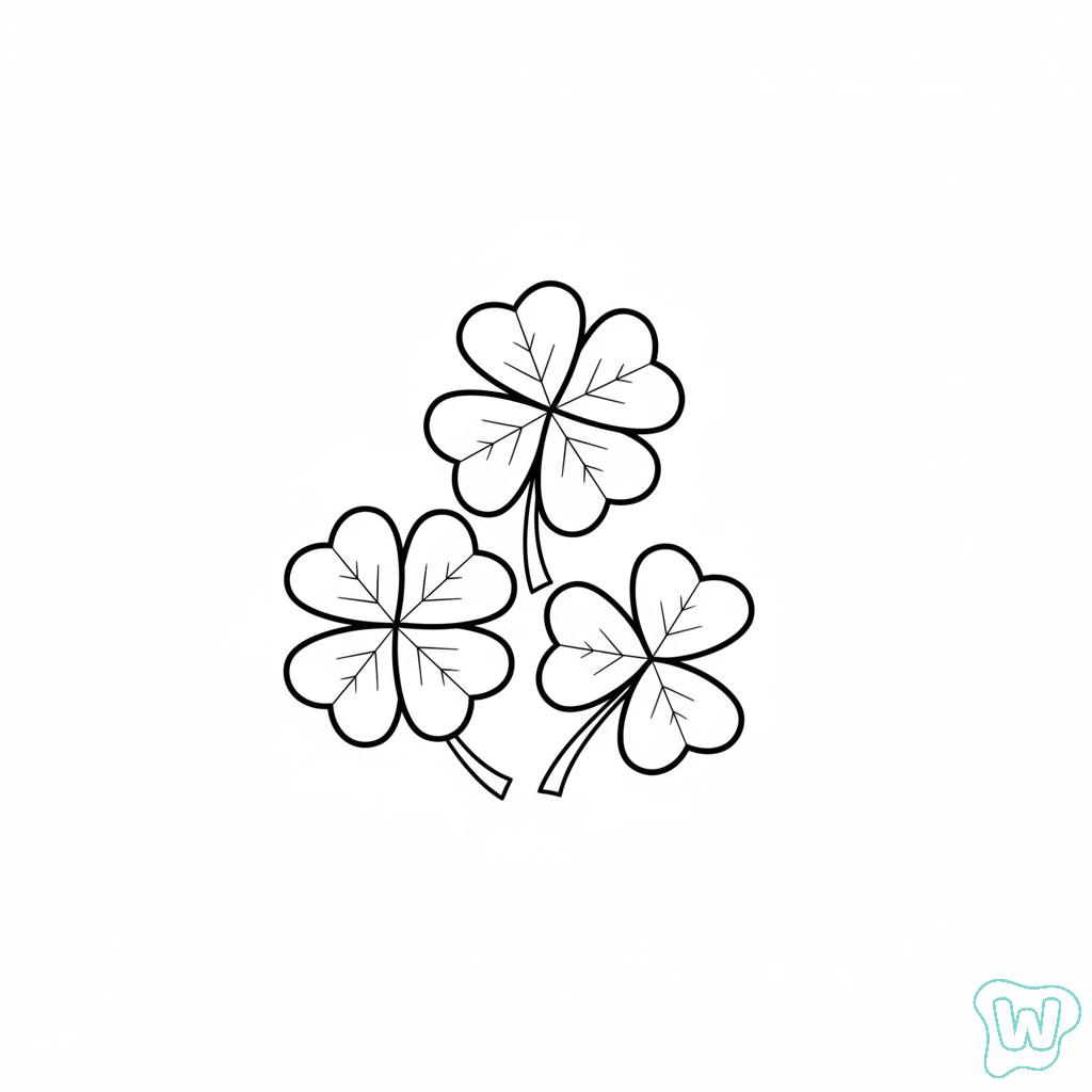 Trébol De Cuatro Hojas páginas para colorear de adornos
