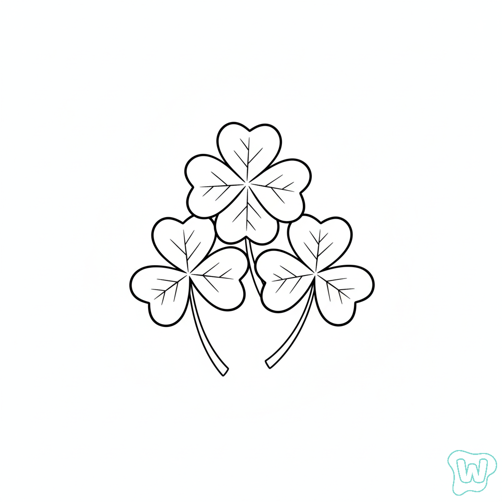 páginas para colorear kawaii lindas Trébol De Cuatro Hojas
