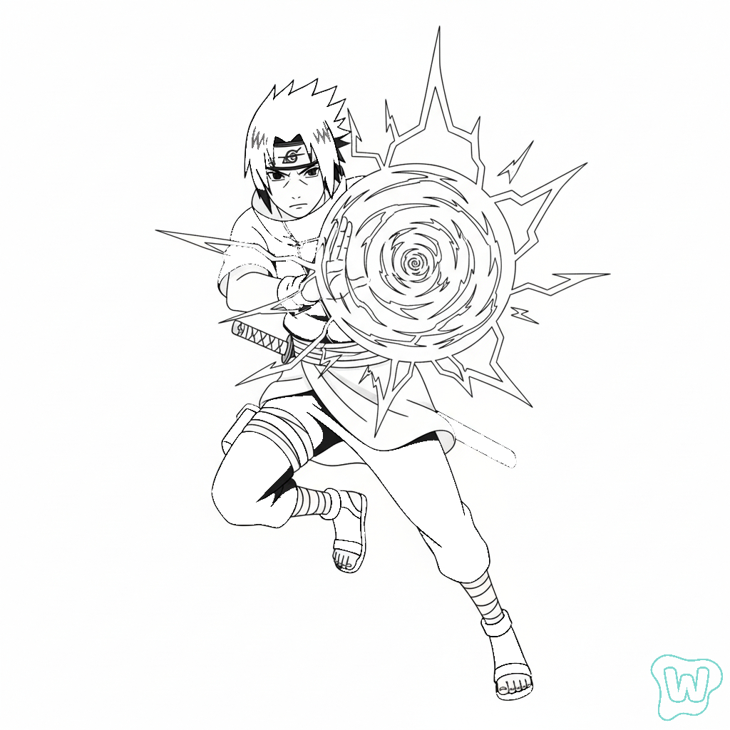páginas para colorear kawaii lindas Uchiha Sasuke