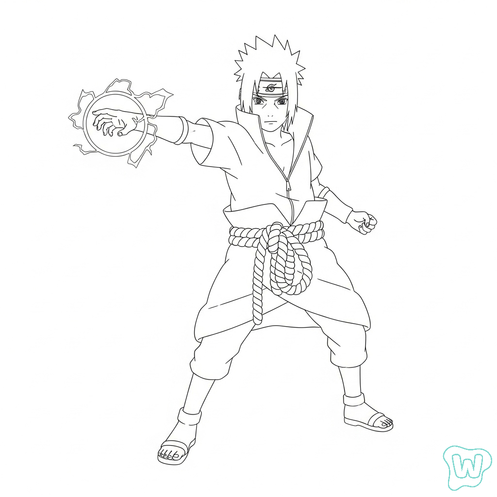 páginas para colorear gratis Uchiha Sasuke