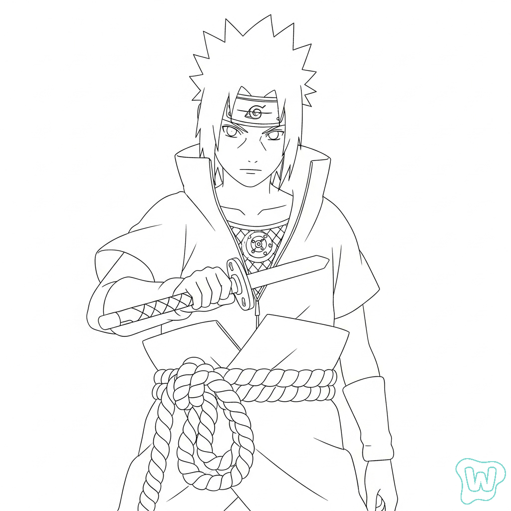 Uchiha Sasuke adornos para colorear