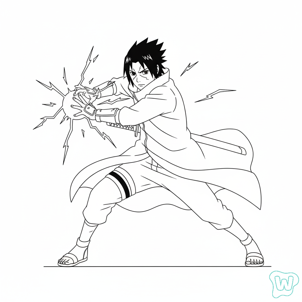Uchiha Sasuke páginas para colorear para adultos