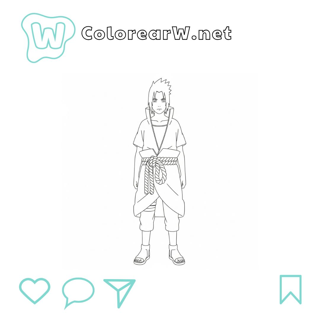 Uchiha Sasuke para colorear (PDF para imprimir gratis) thumbnail