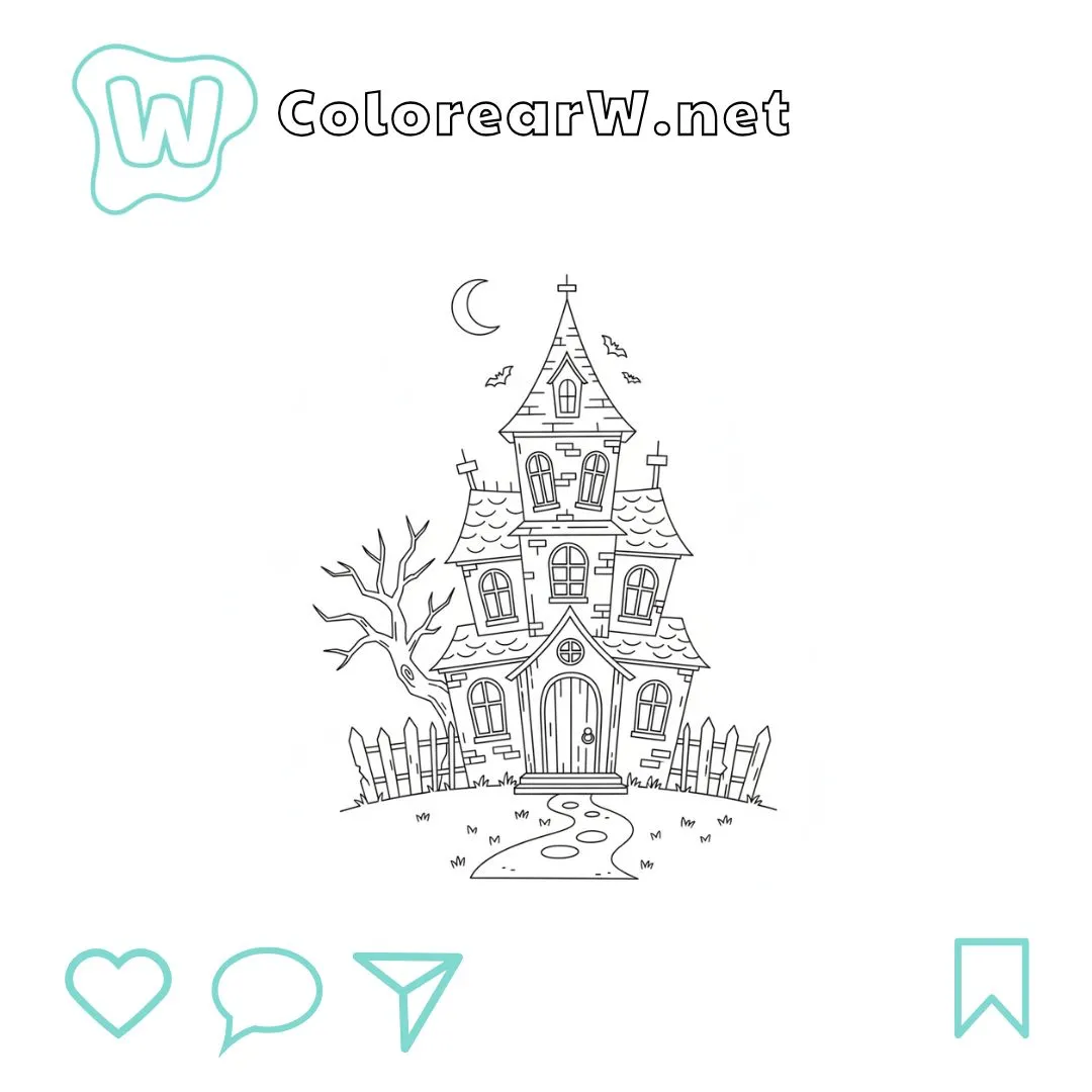 Casa Embrujada para colorear (PDF para imprimir gratis) thumbnail