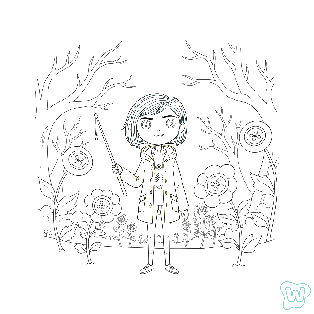 páginas para colorear de árboles Coraline gratis