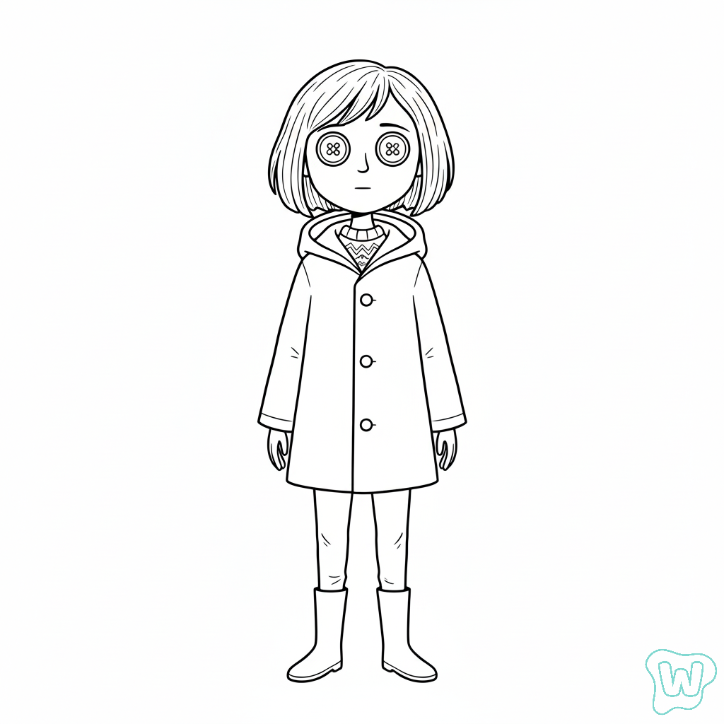 páginas para colorear gratis Coraline para adultos