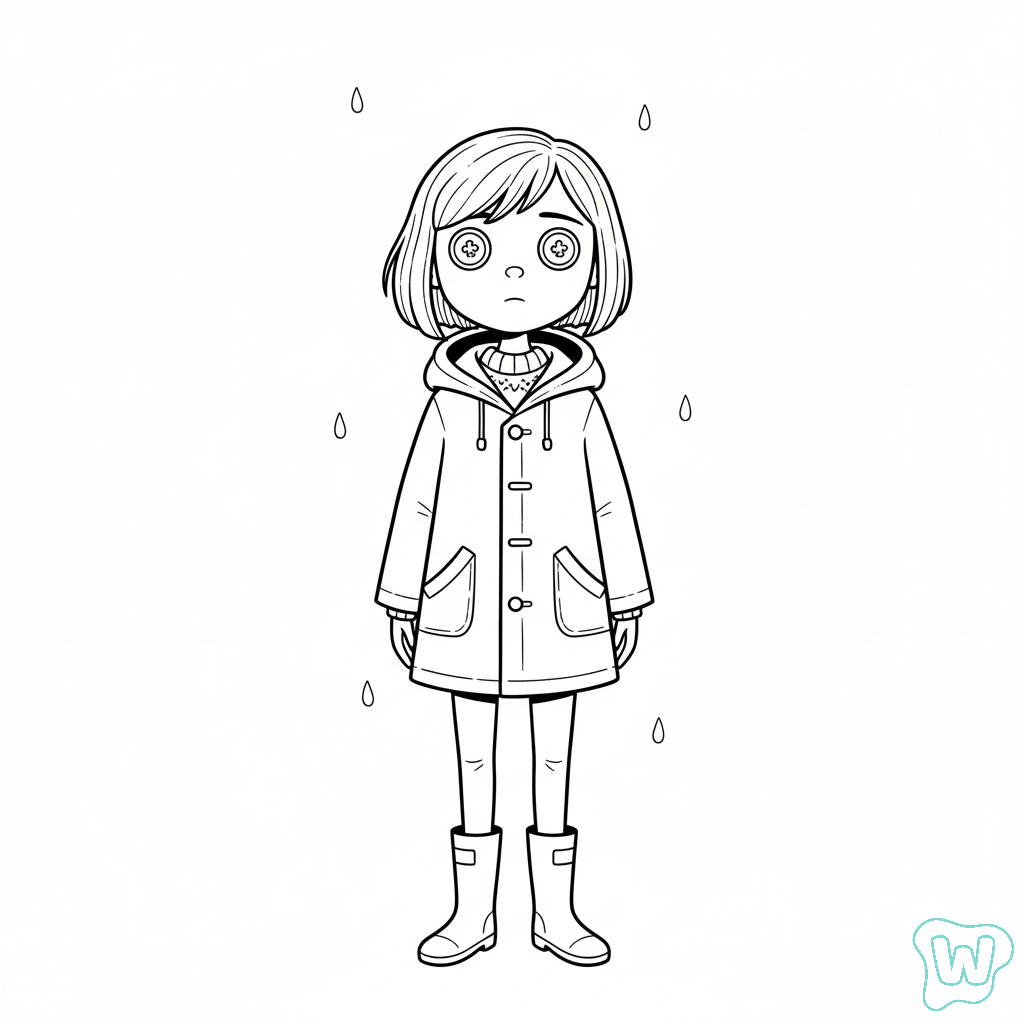 páginas para colorear detalladas de Coraline para adultos