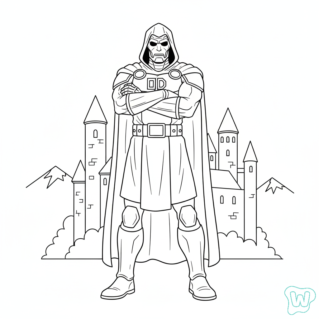 páginas para colorear gratis Doctor Doom