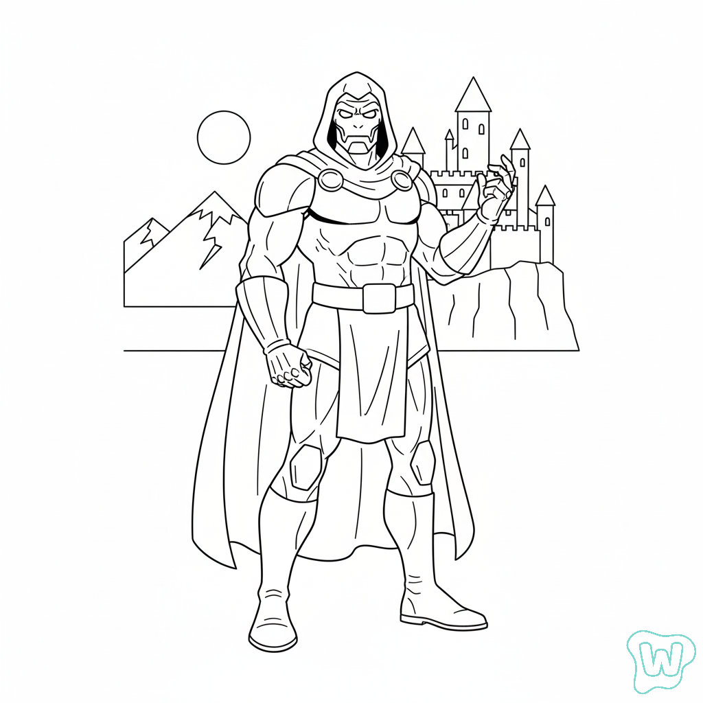 páginas para colorear lindas y fáciles de Doctor Doom