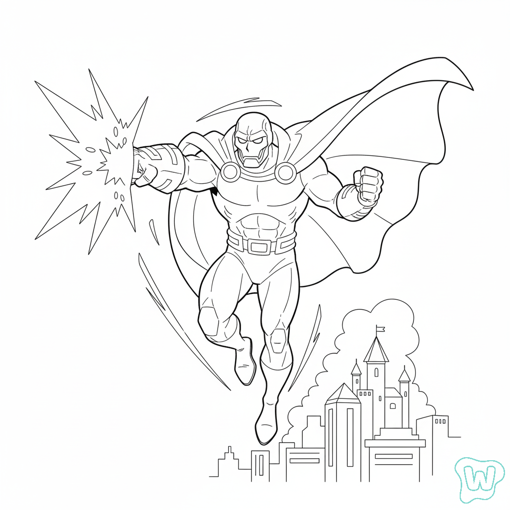 páginas para colorear gratis Doctor Doom para niños