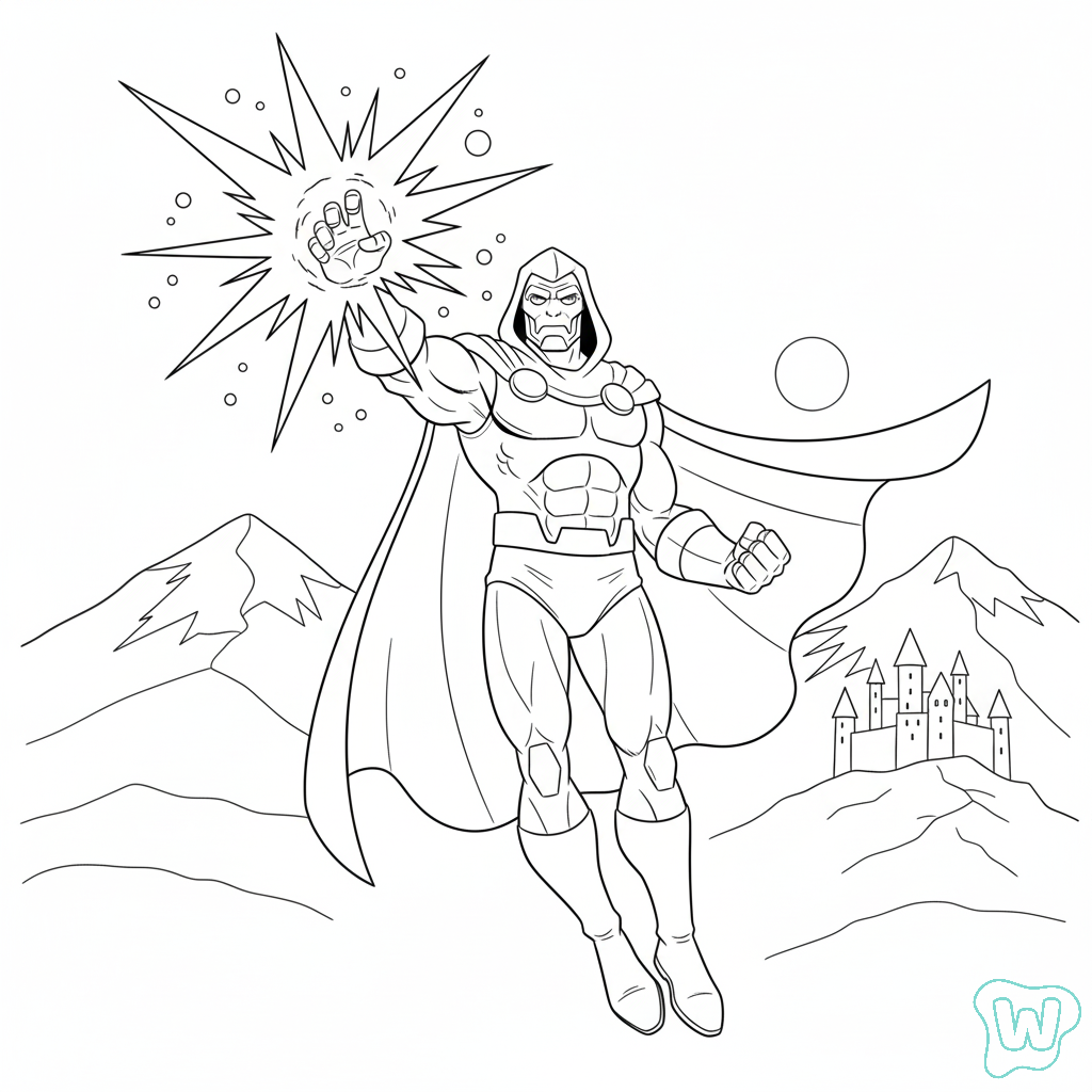 Doctor Doom para colorear y Imprimir PDF gratis