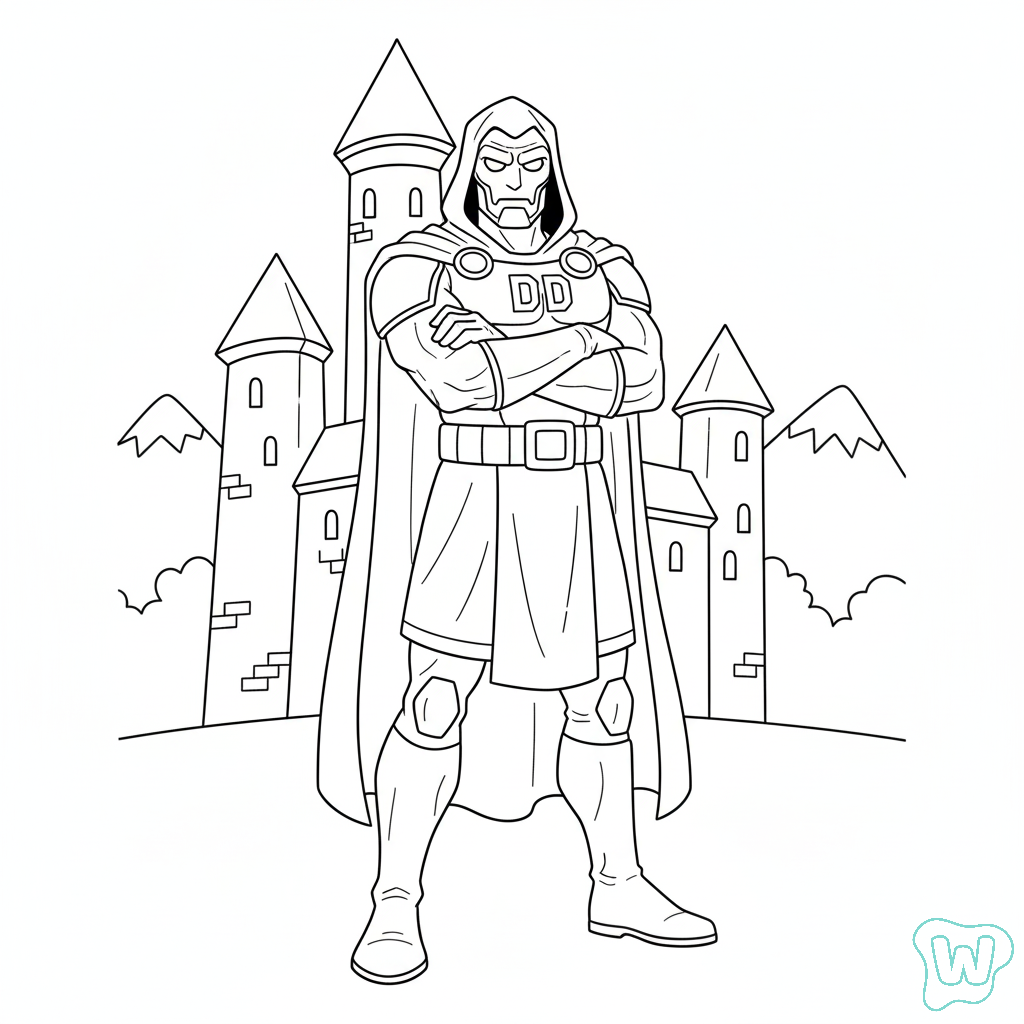 páginas para colorear para adultos Doctor Doom