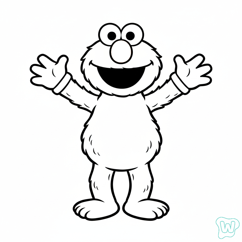 páginas para colorear kawaii lindas Elmo