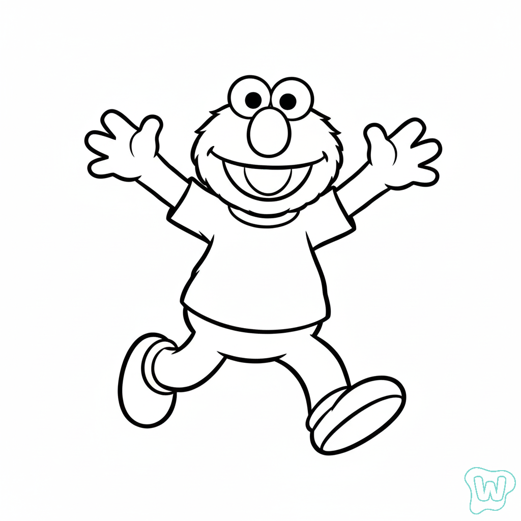 páginas para colorear kawaii lindas Elmo 1